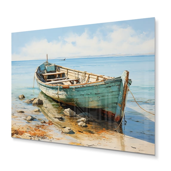 Designart "Boat Coastal harmonies" Transportation Metal Art Living Room