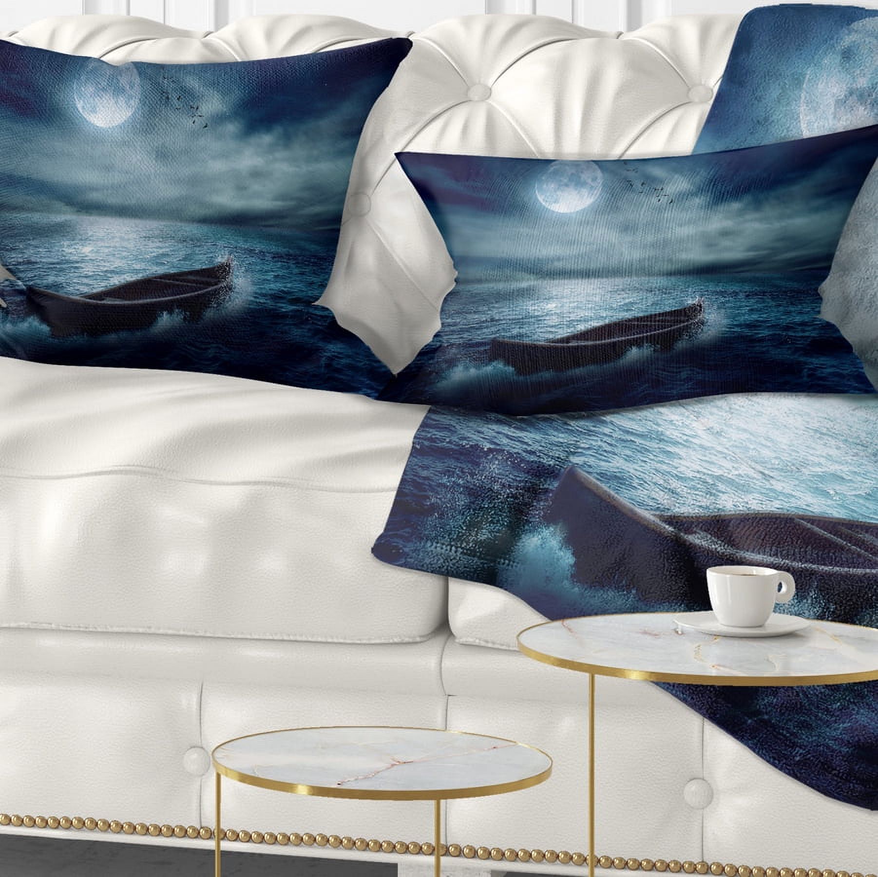 Designart Boat Driftinga Away from the Past - Landscape Printed Throw Pillow - 12x20