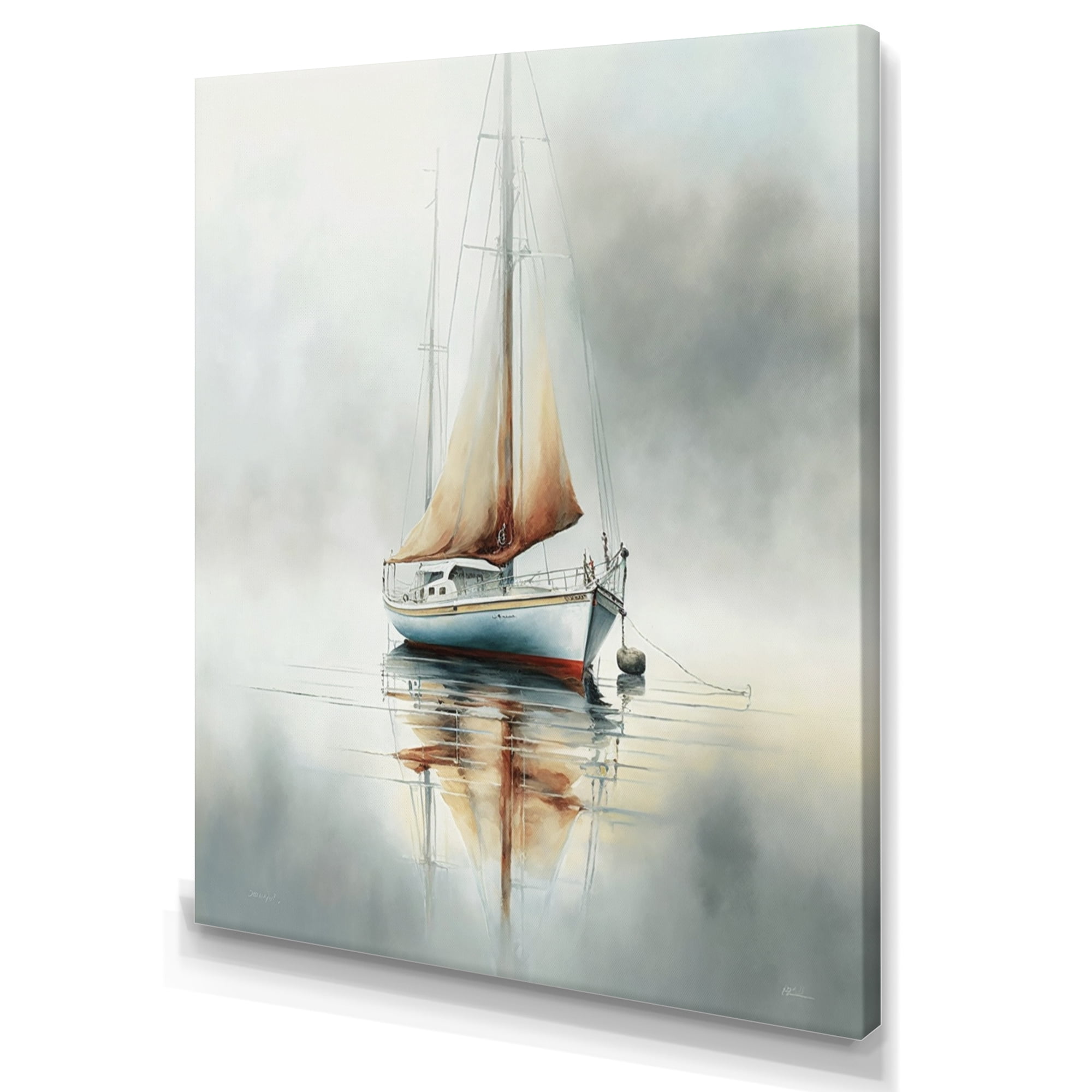 Designart Boat On The Lake II Canvas Wall Art