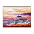thumbnail image 1 of Designart 'Boat On The Ocean During VIbrant Sunset Glow' Nautical & Coastal Framed Canvas Wall Art Print, 1 of 5