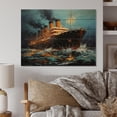 thumbnail image 1 of Designart "Boat Titanic composition Interwoven II" Transportation Print on Natural Pine Wood, 1 of 5
