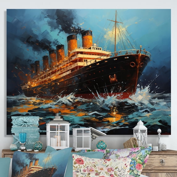 Designart "Boat Titanic composition Interwoven II" Transportation Wall Art Print