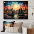 thumbnail image 1 of Designart "Boat curious Sailings I" Cityscapes Wall Decor, 1 of 5
