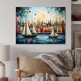 thumbnail image 1 of Designart "Boat curious Sailings II" Cityscapes Metal Wall Art, 1 of 5