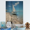 thumbnail image 1 of Designart "Boat gracefulness Minimalism II" Nautical & Beach Print on Natural Pine Wood, 1 of 5