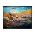 thumbnail image 1 of Designart 'Boats During Evening Sunset In The Ocean II' Nautical & Coastal Framed Canvas Wall Art Print, 1 of 5