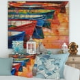 thumbnail image 1 of Designart 'Boats During Warm Colourd Sunset In The Harbor II' Nautical & Coastal Print on Natural Pine Wood, 1 of 5