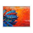 thumbnail image 1 of Designart 'Boats During Warm Sunset Resting On The Water V' Nautical & Coastal Framed Canvas Wall Art Print, 1 of 5