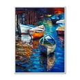 thumbnail image 1 of Designart 'Boats During Warm Sunset Resting On The Water X' Nautical & Coastal Framed Canvas Wall Art Print, 1 of 5