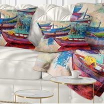 Designart Boats and Ocean - Seascape Throw Pillow - 12x20