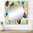 thumbnail image 1 of Designart "Bohemian Eclectic Feathers In Yellow And Blue" 0 Orange Large Square Mirror - Square Bedroom Mirror Printed Wall Decor - Bohemian Square Printed Wall Mirror Art, 1 of 5