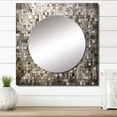 thumbnail image 1 of Designart "Bohemian Medley in Brown and White" Boho Mosaic Square Mirror For Wall Decor - Large Brown Square Mirror Printed Wall Decor - Bohemian Square Living Room Mirror, 1 of 5