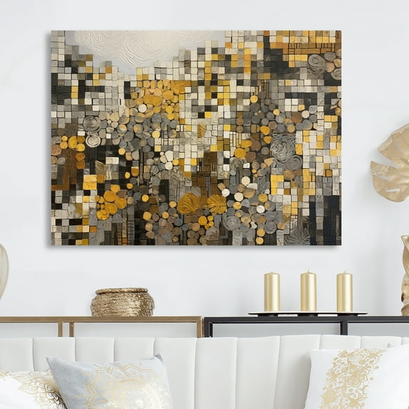 Designart "Bohemian Medley Yellow And Cream II" Boho Mosaic Metal Wall Decor