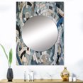 thumbnail image 1 of Designart "Bohemian Medley in Blue and White" Boho Mosaic Mirror Wall Decor - Modern Blue Geometric Mirror Wall Art For Bathroom - 40" x 30" Inch, 1 of 5