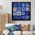 thumbnail image 1 of Designart "Bohemian Turkish Blue Tiles III" Geometric Framed Wall Art - Bohemian Blue Boho Tiles Entryway Framed Wall Art Print, 1 of 6