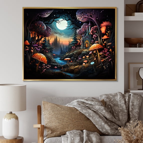 Designart "Bohemian captivate Forest Tapestry II" Abstract Floater Framed Canvas Print