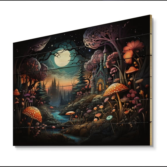 Designart "Bohemian captivate Forest Tapestry II" Abstract Print on Natural Pine Wood