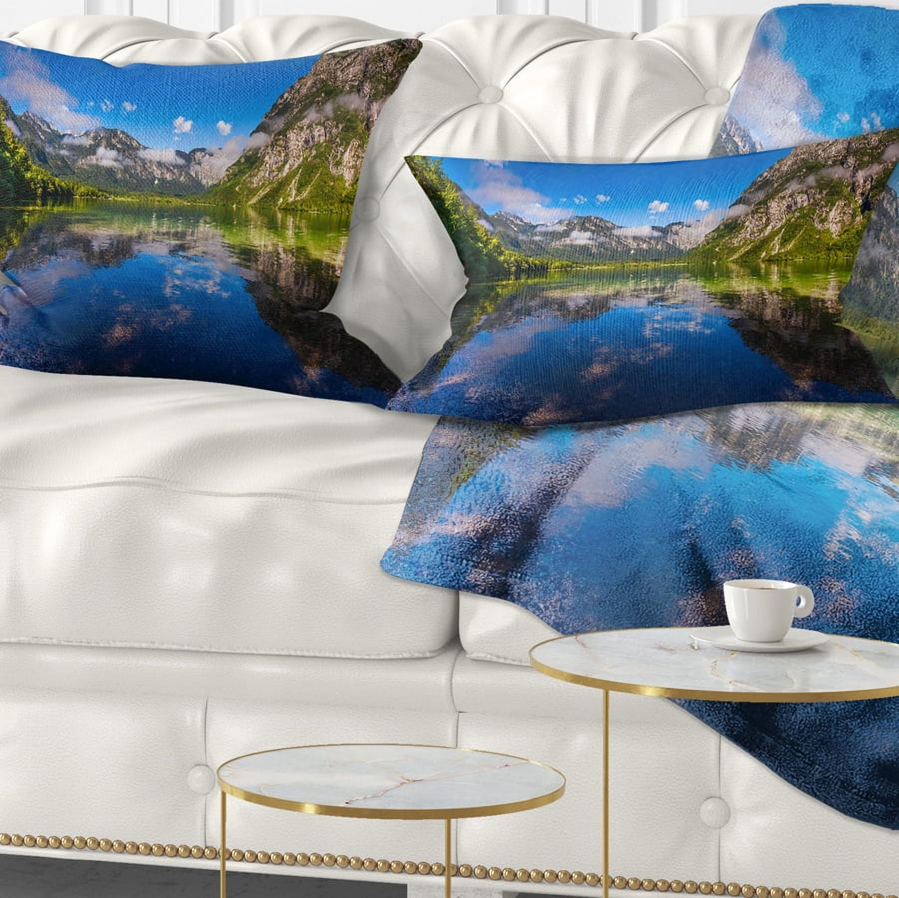 Designart Bohinj Lake in Triglav National Park - Landscape Printed Throw Pillow - 12x20
