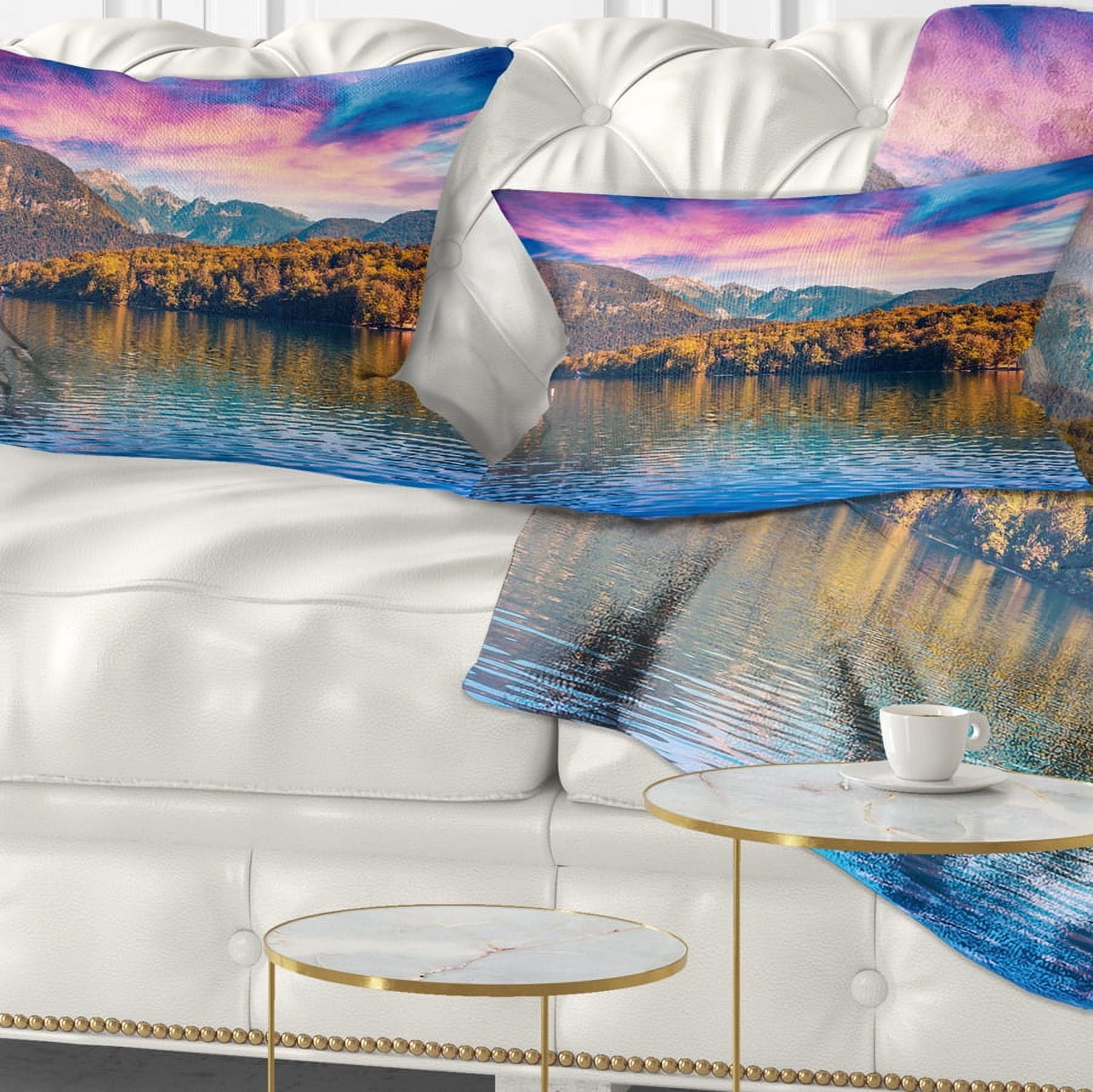 Designart Bohinj Lake in Triglav National Park - Landscape Printed Throw Pillow - 12x20