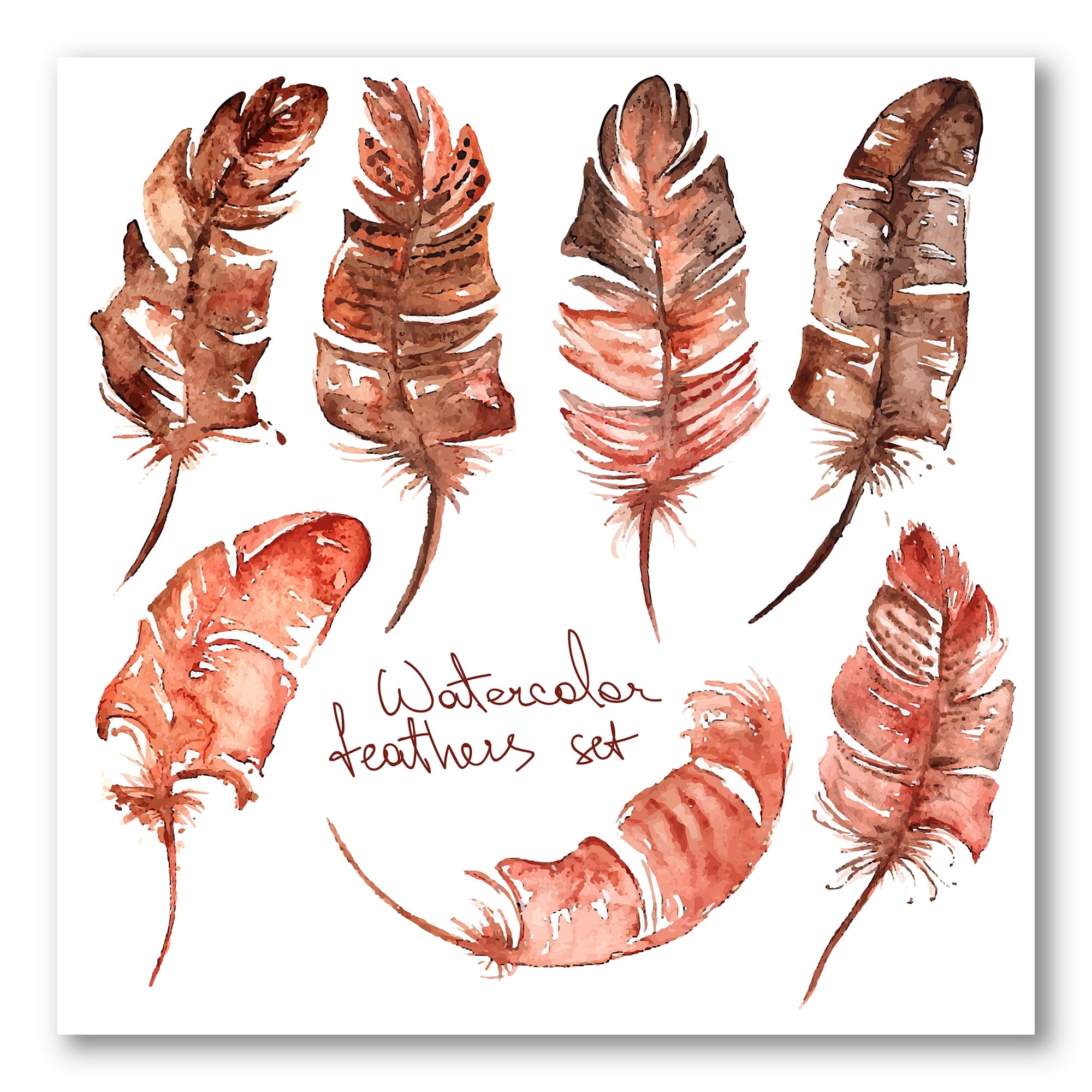 Designart ' Boho Art Feather Icons ' Bohemian & Eclectic Canvas Wall Art Print