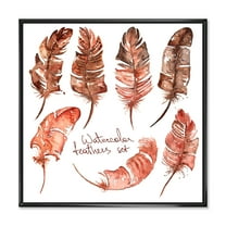 Designart 'Boho Art Feather Icons' Bohemian & Eclectic Framed Canvas Wall Art Print