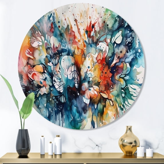 Designart "Boho Dance Captivating I" Abstract Metal Round Art Print