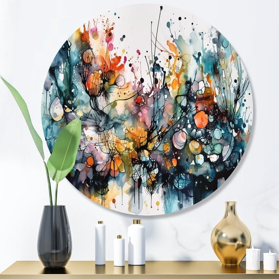 Designart "Boho Dance Captivating II" Abstract Metal Round Art Living Room