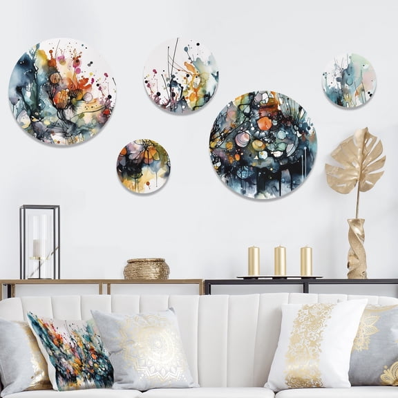 Designart "Boho Dance Captivating II" Abstract Metal Wall Art Set of 5 Piece