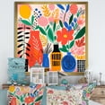 thumbnail image 1 of Designart "Boho Flower Bouquet in the Style of Henri Matisse II" Geometric Framed Wall Art Decor - Bohemian Pink Boho Pottery Bedroom Framed Canvas Wall Art, 1 of 6