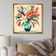 thumbnail image 1 of Designart "Boho Flower Bouquet in the Style of Henri Matisse III" Geometric Framed Wall Art Decor - Bohemian Red Boho Pottery Entryway Framed Wall Art Print, 1 of 6
