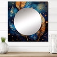 thumbnail image 1 of Designart "Boho Glam Gold Feathers On Cosmic Blue" Feathers Square Mirror For Wall Decor - Large Blue Square Printed Wall Mirror Art - Square Modern Mirror - Wall Mounted Square Large Mirror, 1 of 5