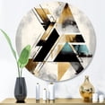thumbnail image 1 of Designart "Boho Greens Triangular Intrigue III" Modern Geometric Metal Round Art Living Room, 1 of 5