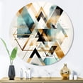 thumbnail image 1 of Designart "Boho Greens Triangular Intrigue IV" Modern Geometric Round Metal Art, 1 of 5