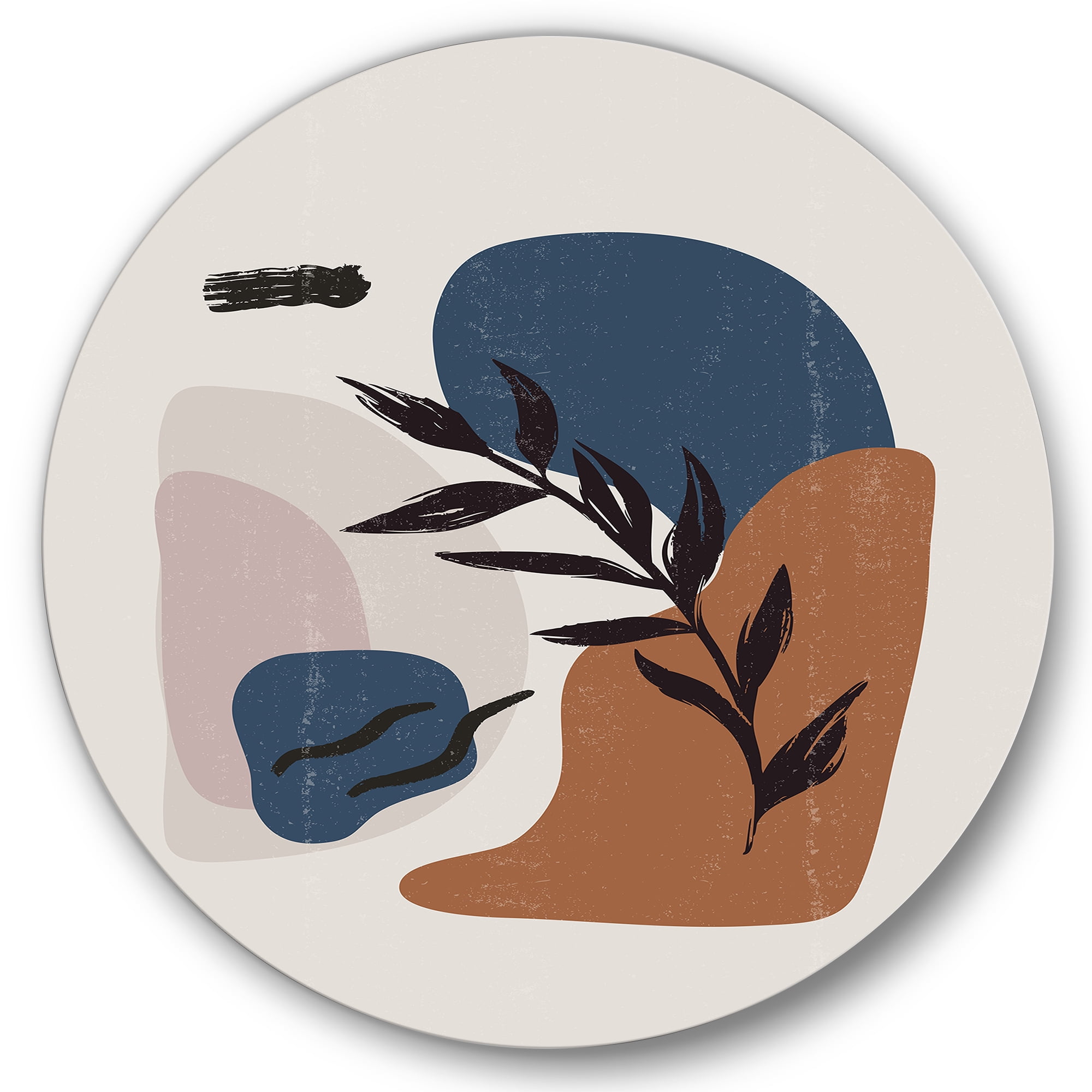 Designart 'Boho Minimalist Botanical Vintage Print' Modern Circle Metal Wall Art 23x23 - Disc of 23