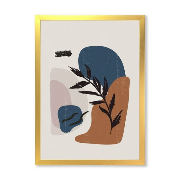 Designart 'Boho Minimalist Botanical Vintage Print' Modern Framed Art Print