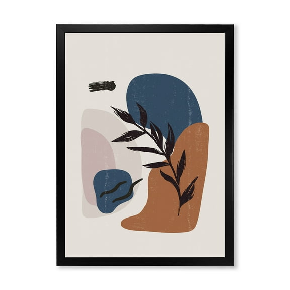 Designart 'Boho Minimalist Botanical Vintage Print' Modern Framed Art Print
