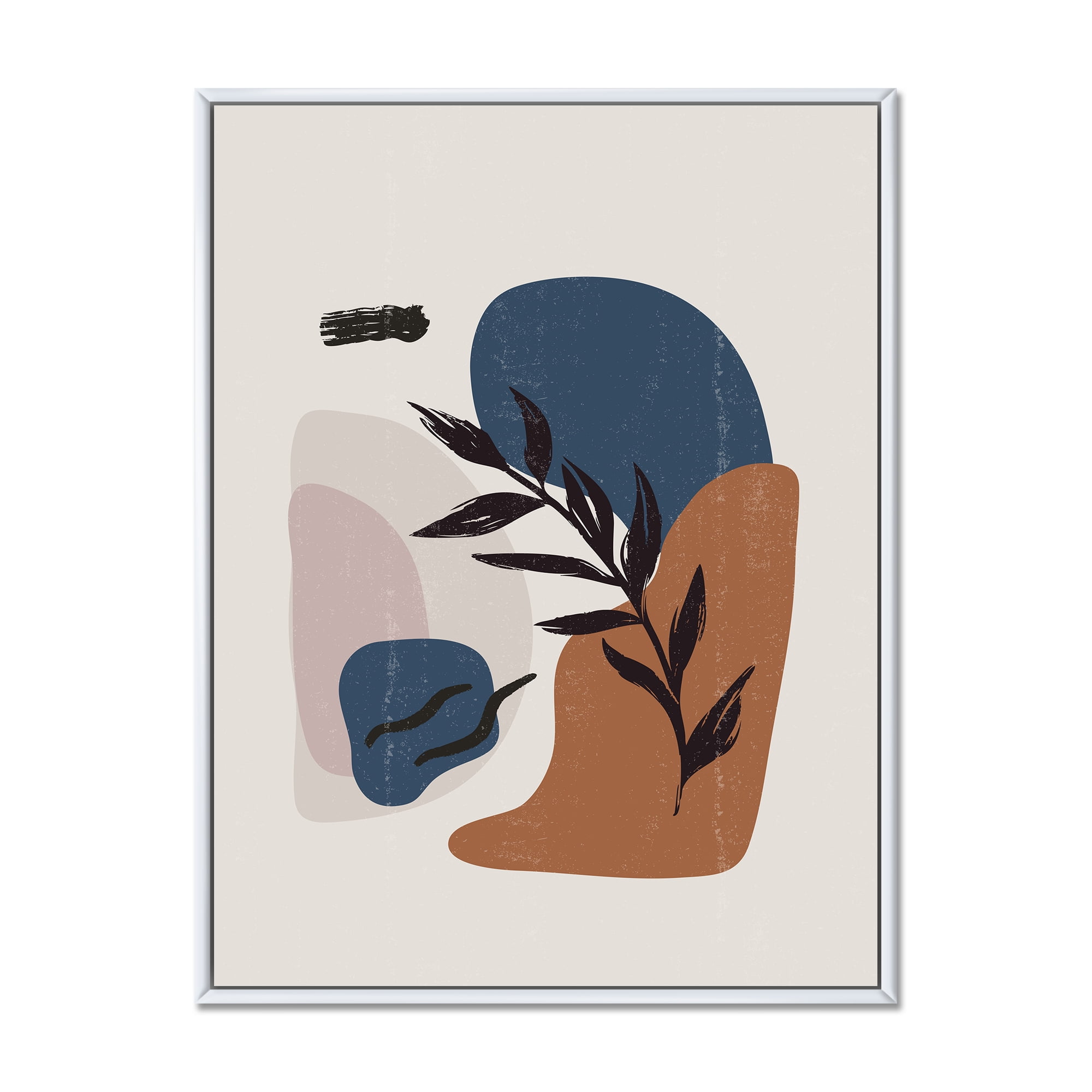 Designart 'Boho Minimalist Botanical Vintage Print' Modern Framed Canvas Wall Art Print