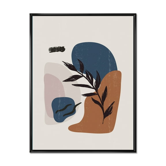 Designart 'Boho Minimalist Botanical Vintage Print' Modern Framed Canvas Wall Art Print