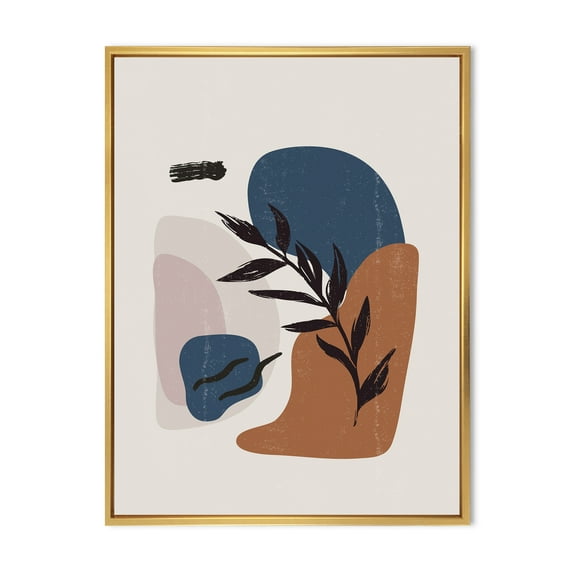 Designart 'Boho Minimalist Botanical Vintage Print' Modern Framed Canvas Wall Art Print