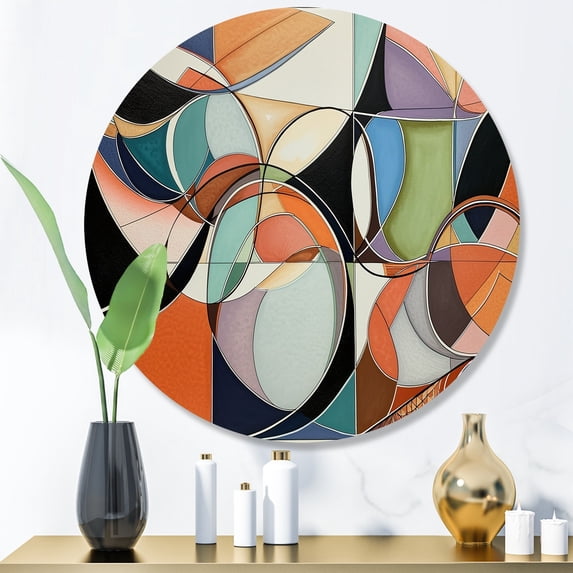 Designart "Boho Pastels A Pastel Artwork I" Minimalism Metal Round Art Living Room