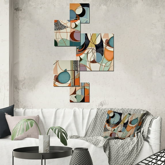 Designart "Boho Pastels A Pastel Artwork II" Minimalism Metal Art Print Set