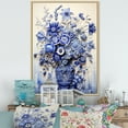 thumbnail image 1 of Designart "Boho Plant Pottery in Blue and White II" Geometric Framed Wall Art - Bohemian Blue Boho Pottery Hallway Framed Wall Art Decor, 1 of 6