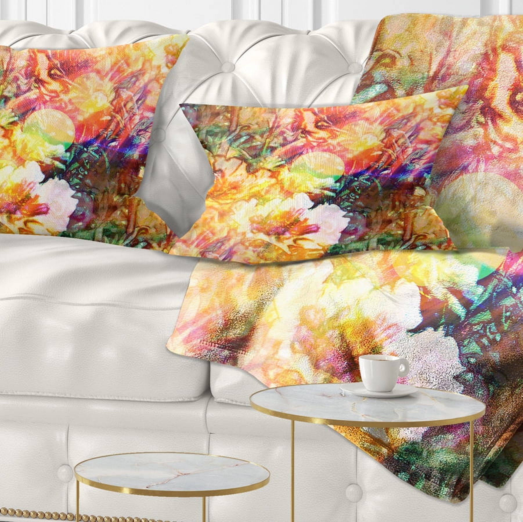 Designart Bokeh Flowers Seamless - Floral Throw Pillow - 12x20
