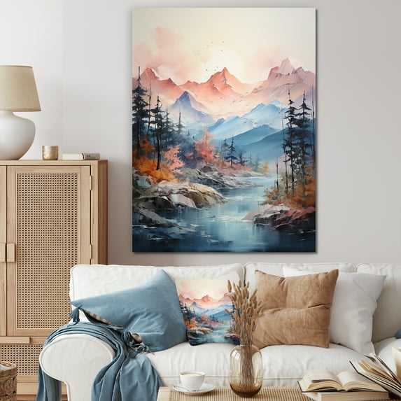 Designart "Bold And Majestic Blue Mountain I" Abstract Impressionism Canvas Prints