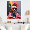 thumbnail image 1 of Designart "Bold Balance on Woman Mohawk Fashion Expression II In Pink and Blue"Woman Pop Art Metal Wall Art Pink Modern Living Room Wall Art, 1 of 6