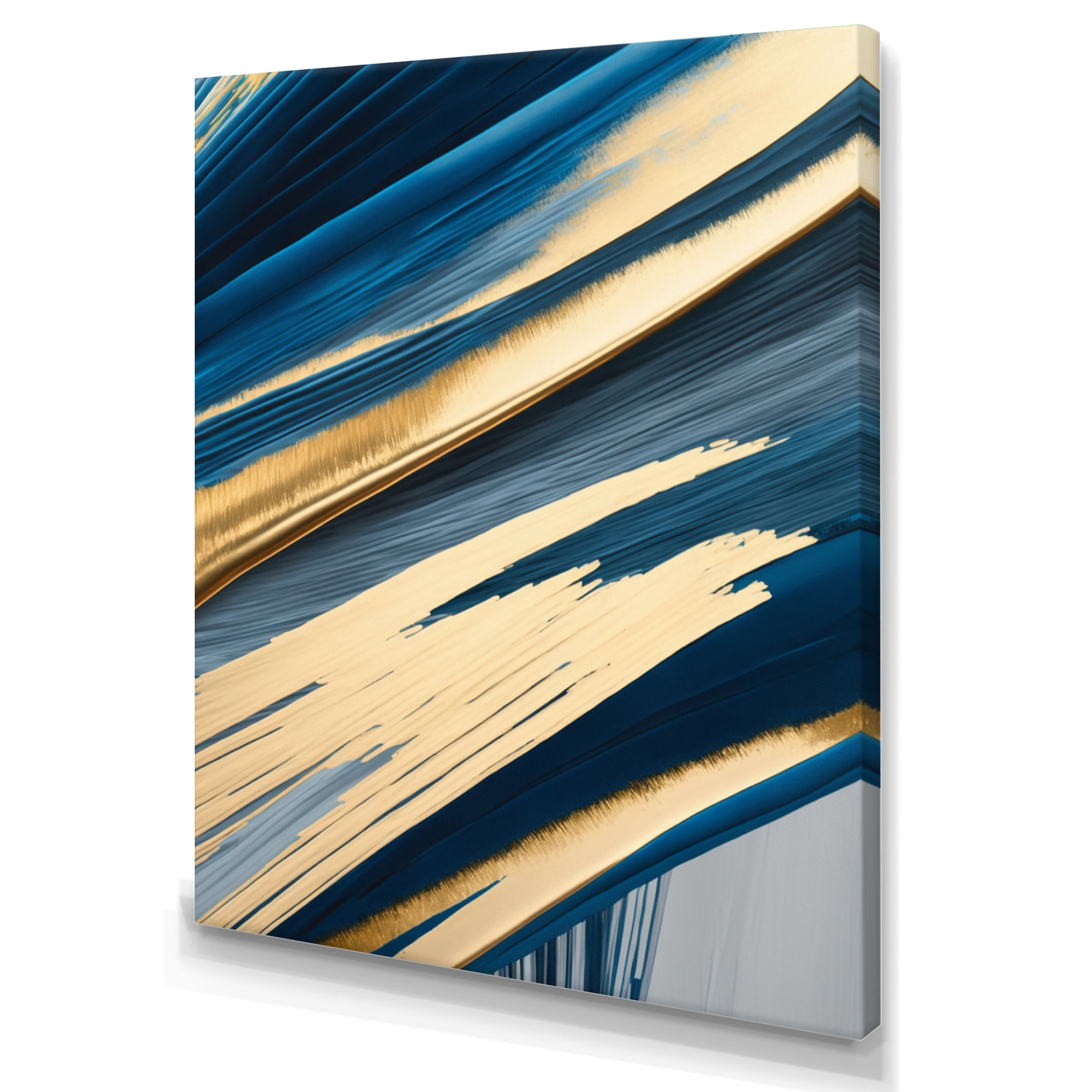 Designart Bold Blue Brush Strokes I Canvas Wall Art