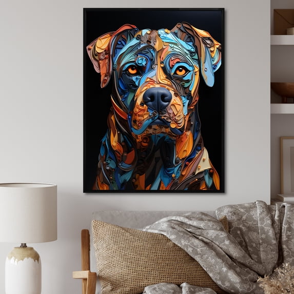 Designart "Bold Boxer I" Animals Dog Floater Framed Wall Art Prints