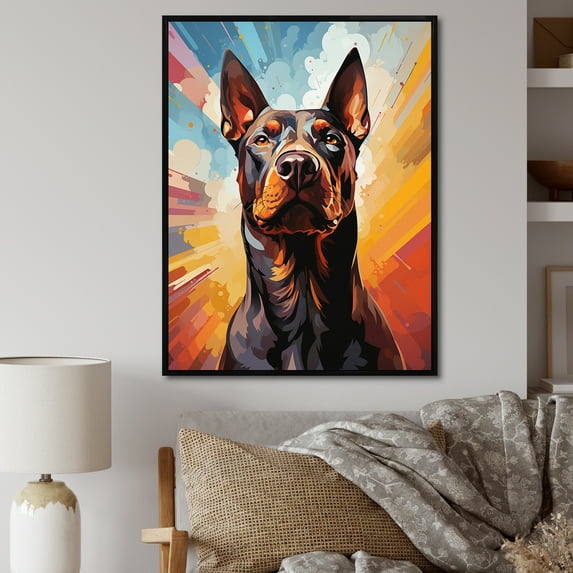 Designart "Bold Bull Terrier" Animals Dog Floater Framed Canvas Prints