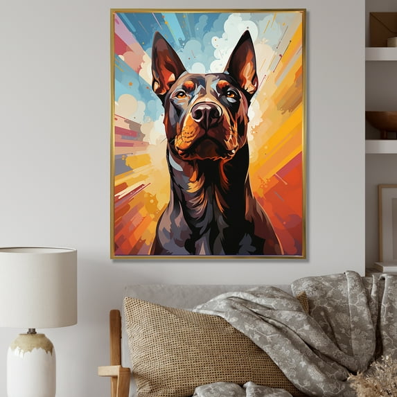 Designart "Bold Bull Terrier" Animals Dog Floater Framed Canvas Prints