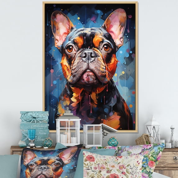 Designart "Bold Bulldog" Animals Dog Floater Framed Canvas Art Print